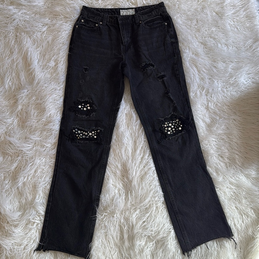 Black Embellished Jeans Size 26
